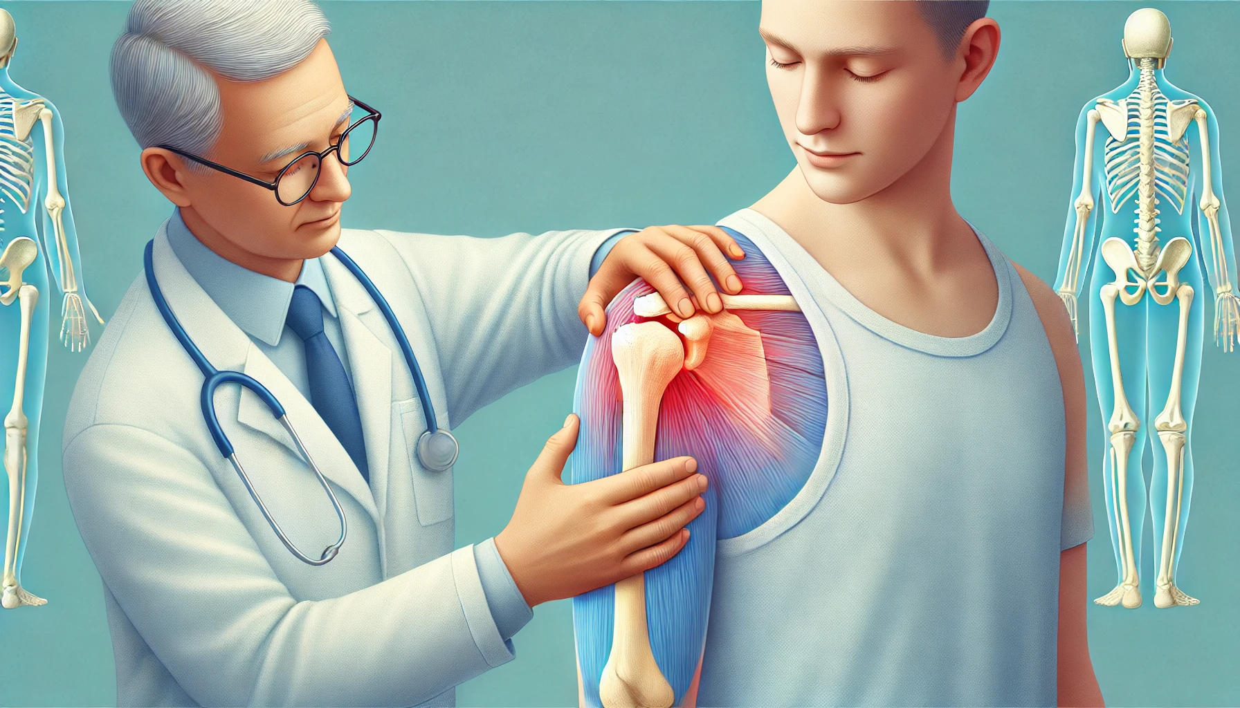 Illustration af behandling af frossen skulder