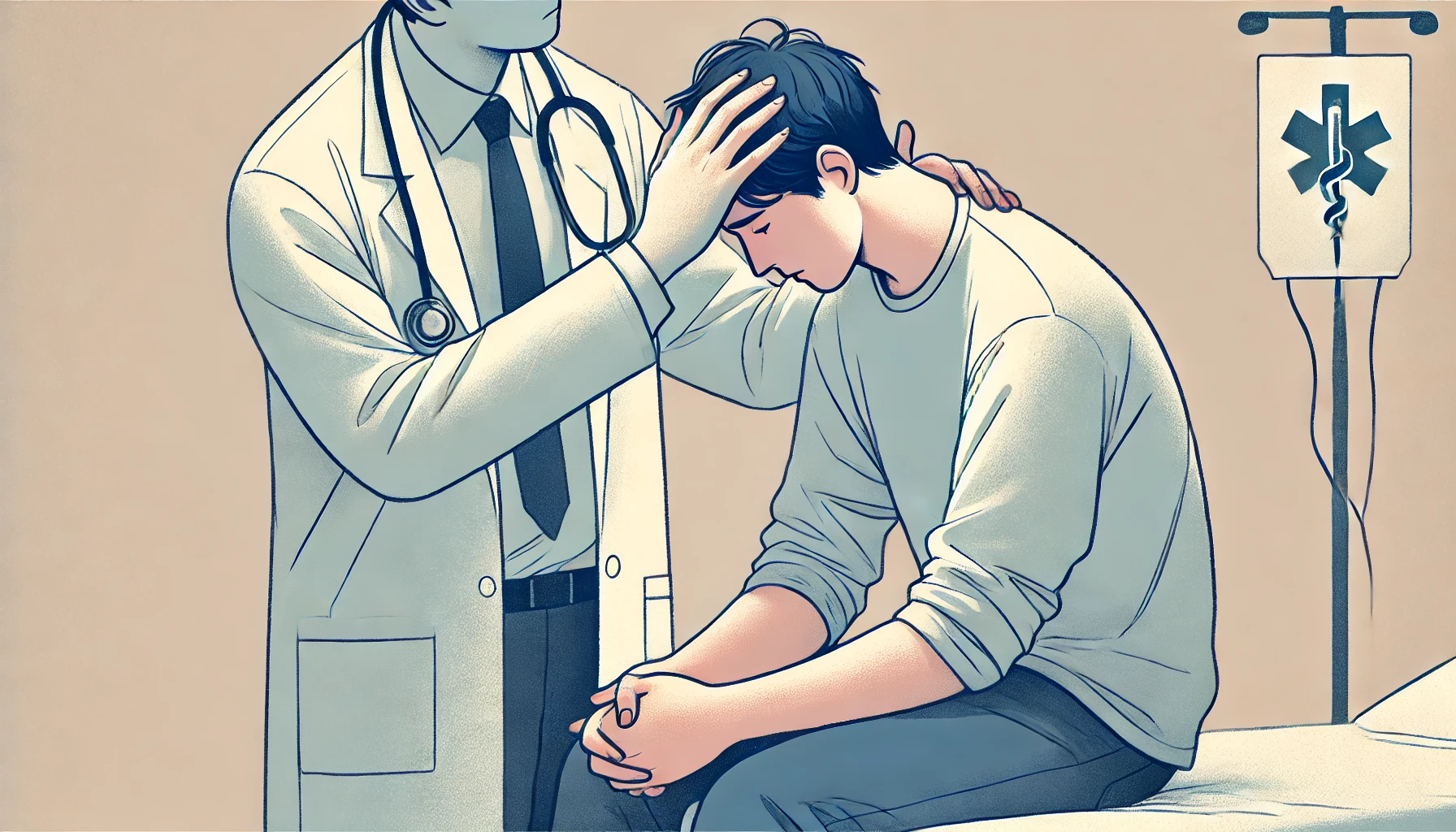 Illustration af lægehjælp til hovedpine