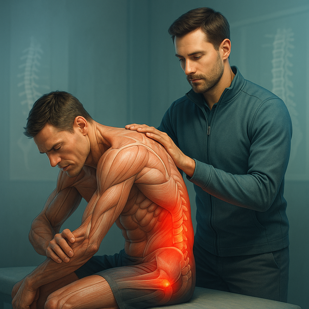 Illustration af behandling af discusprolaps i ryggen