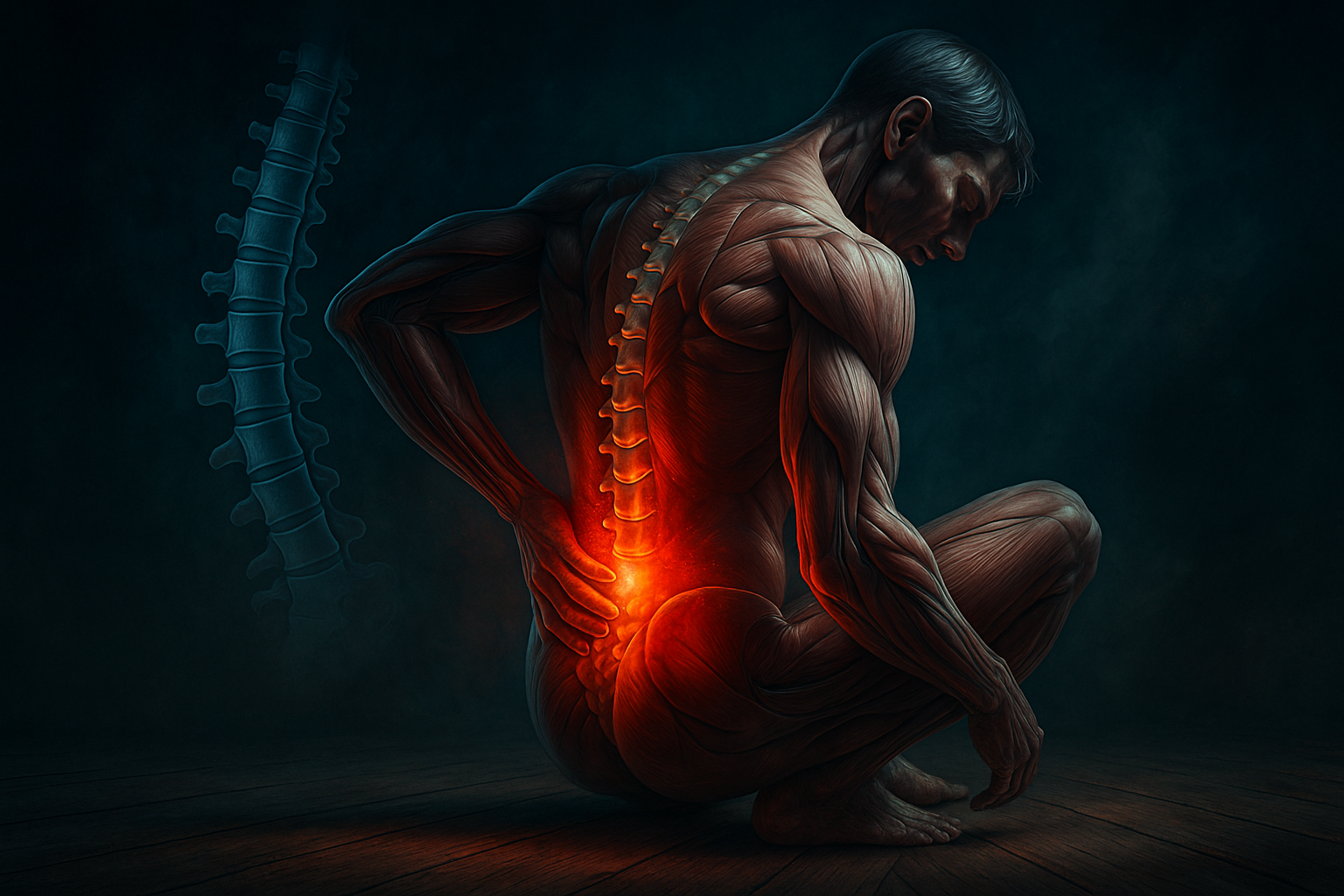 Illustration af discusprolaps i ryggen