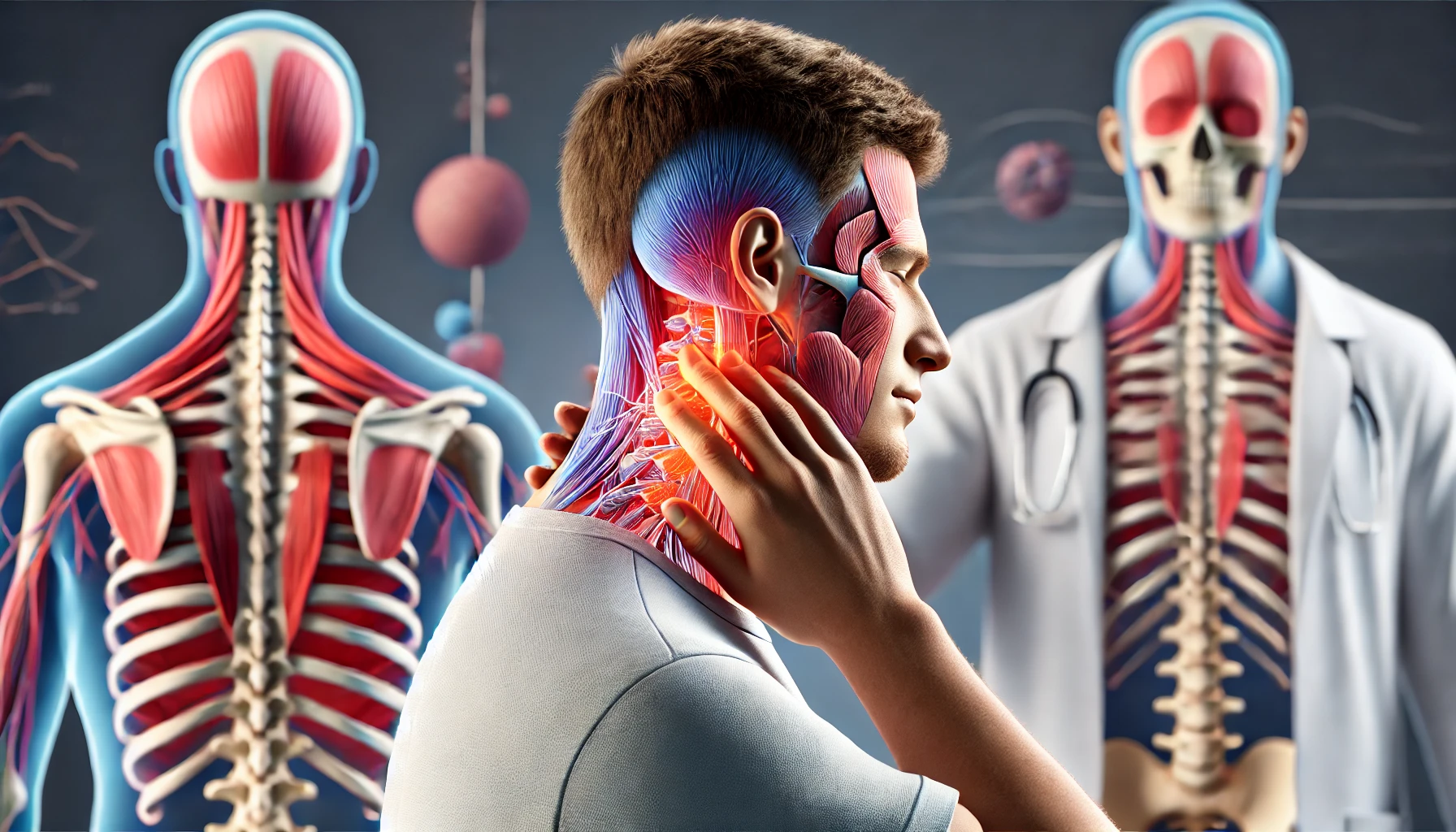 Illustration af fysioterapi til hold i nakken