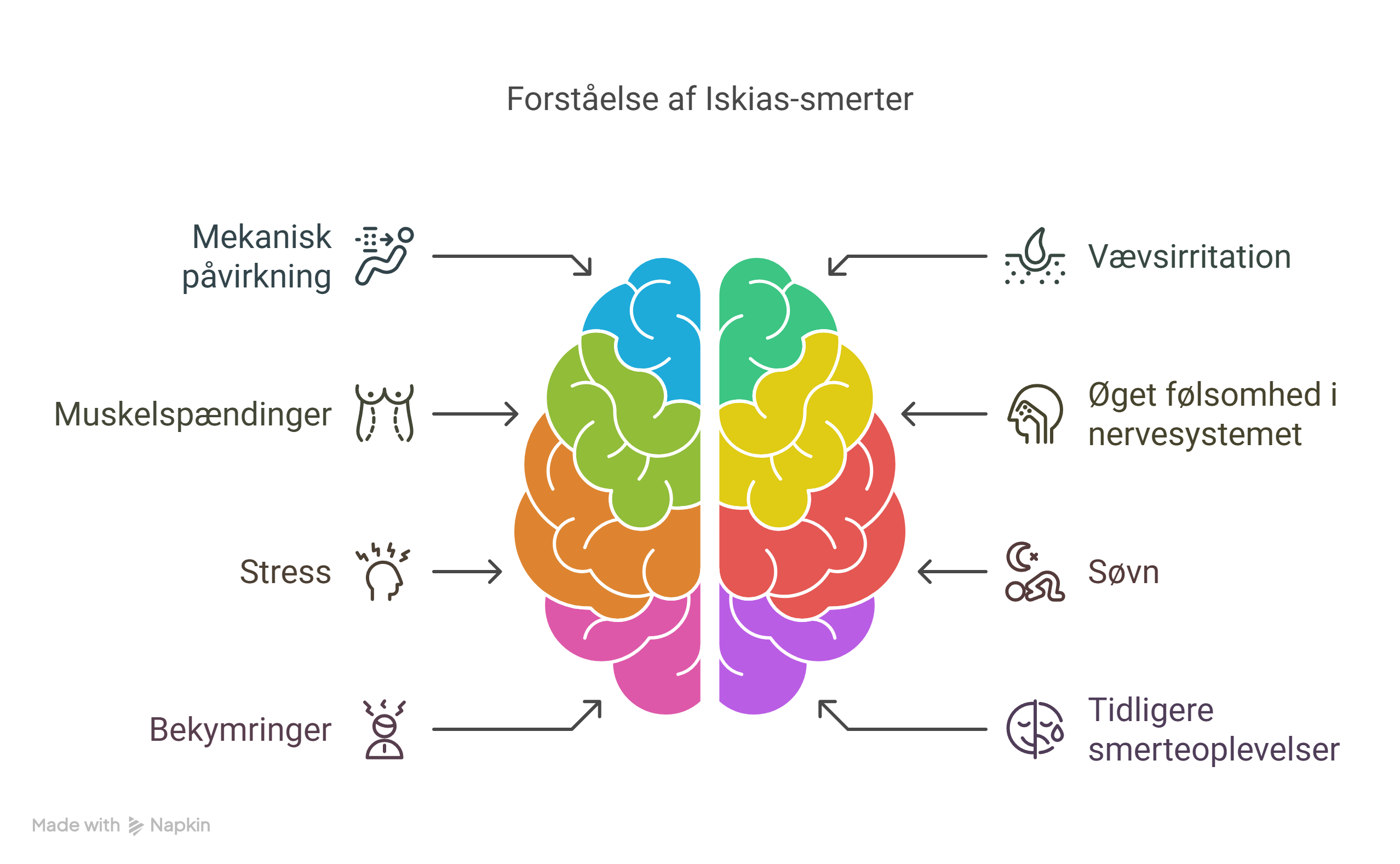 Illustration af hvad der paavirker iskias-smerter